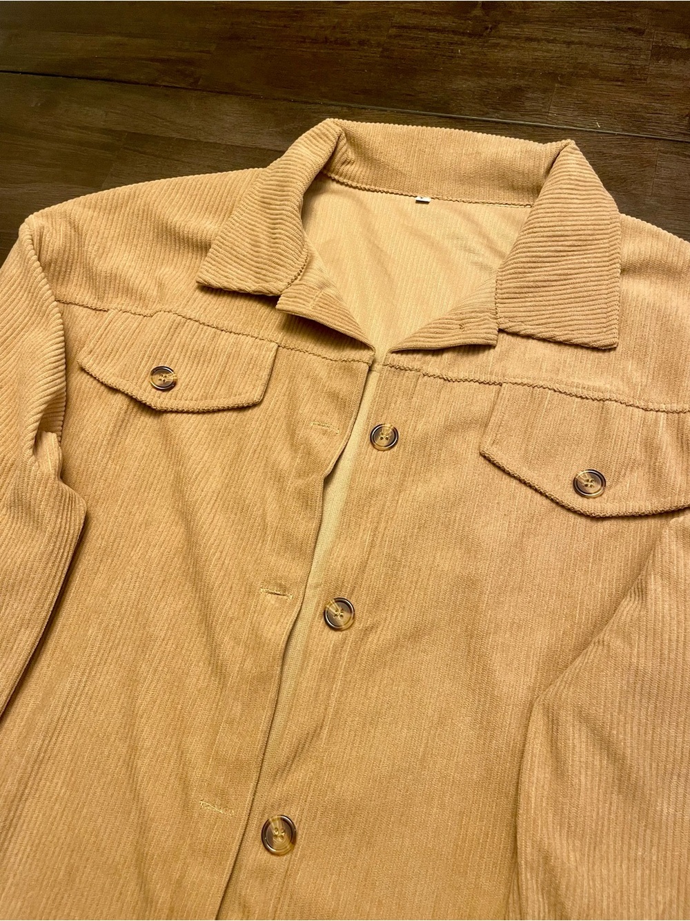 Corduroy Button-Front Jacket in Tan NEVER WORN - Picture 2 of 5